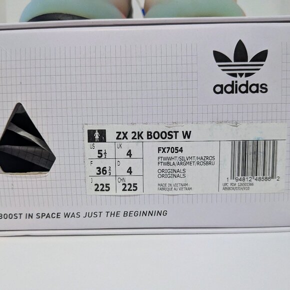 Adidas x NASA Womens ZX 2K BOOST FX7054 White Hazy Rose Running Shoes - Size 5.5 - Picture 8 of 12